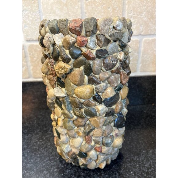 Vtg Wine Cooler Handmade Hand Placed Rocks Stones Pebbles Terracotta Wine Cooler - Picture 2 of 10